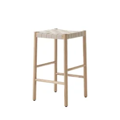 Tabouret de bar Betty TK7, oak, assise en ruban de lin tressé naturel