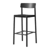 Tabouret de bar Betty TK15 Bar Chair 75 cm, Frêne laqué noir-lin noir