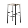 Tabouret de bar Betty TK8, black, assise en ruban de lin tressé naturel