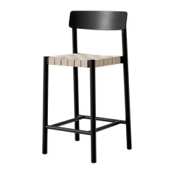 Tabouret de bar Betty TK12 Counter Chair 65 cm, Lin naturel-frêne laqué noir
