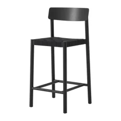 Tabouret de bar Betty TK12 Counter Chair 65 cm, Lin noir-frêne laqué noir