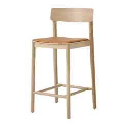 Tabouret de bar Betty TK14 Counter Chair 65 cm, Cuir couleur cognac Noble-chêne laqué
