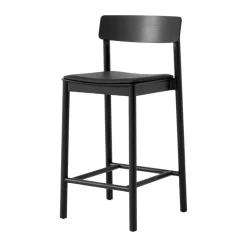 Tabouret de bar Betty TK14 Counter Chair 65 cm, Cuir noir Noble-frêne laqué noir