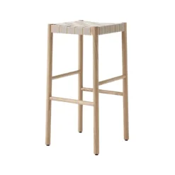 Tabouret de bar Betty TK8, oak, assise en ruban de lin tressé naturel