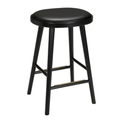 Tabouret de bar Colibri 63 cm, Chêne lasuré noir-coussin noir