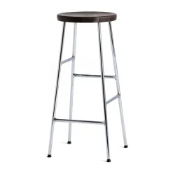Tabouret de bar Cornet 75 cm, Smoked oiled oak-chrome