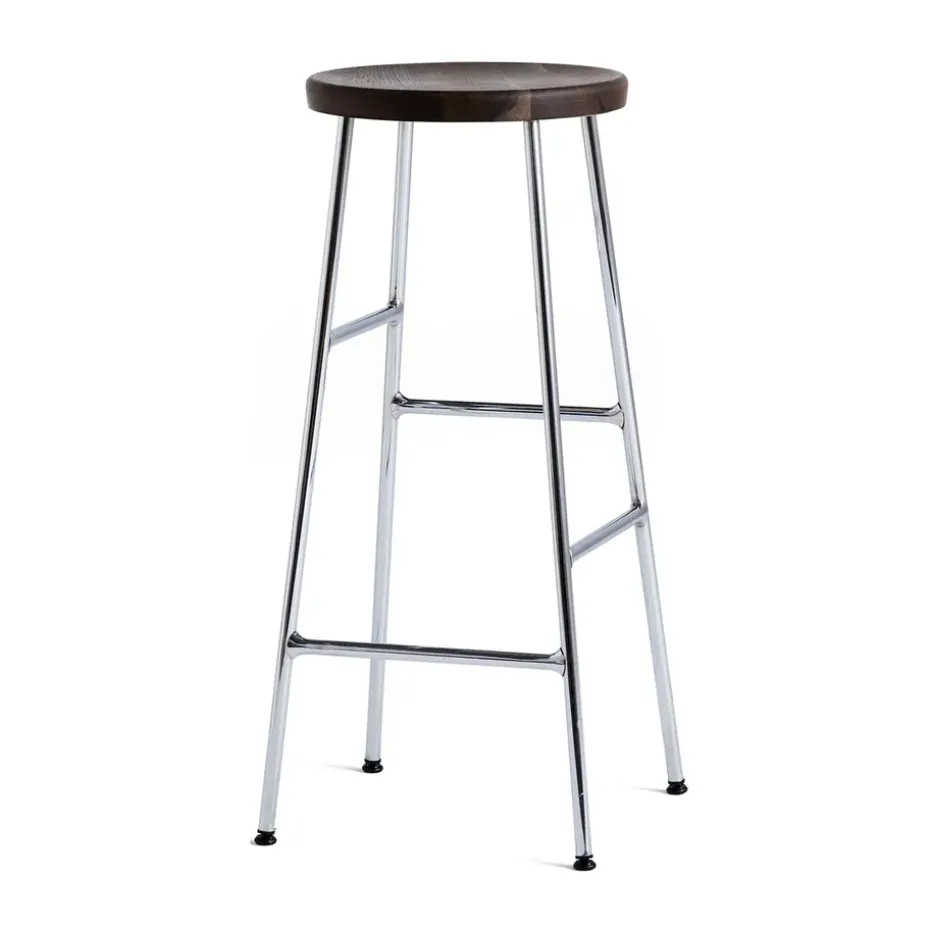 Tabouret de bar Cornet 75 cm, Smoked oiled oak-chrome