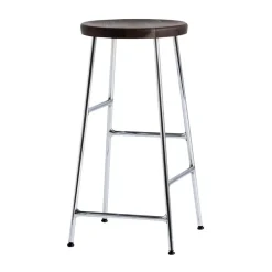 Tabouret de bar Cornet 65 cm, Smoked oiled oak-chrome