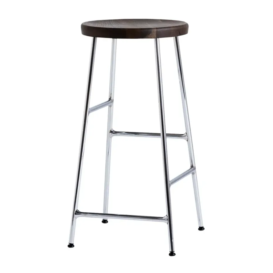 Tabouret de bar Cornet 65 cm, Smoked oiled oak-chrome