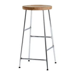 Tabouret de bar Cornet 65 cm, Oiled oak-chrome