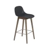 Tabouret de bar Fiber avec dossier 65 cm, Black-pieds lasurés marron foncé