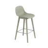 Tabouret de bar Fiber avec dossier 65 cm, Dusty green-pieds verts