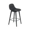 Tabouret de bar Fiber avec dossier 65 cm, Black-pieds noirs