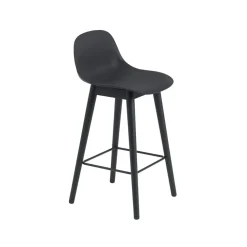 Tabouret de bar Fiber avec dossier 65 cm, Black-pieds noirs