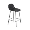 Tabouret de bar Fiber pieds en métal, Refine leather black-Black