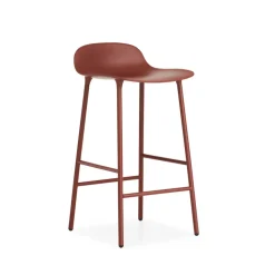 Tabouret de bar Form bas, red, pieds en acier laqué rouge