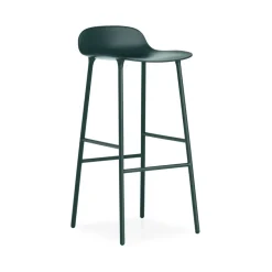 Tabouret de bar Form haut, green, pieds en acier laqué vert