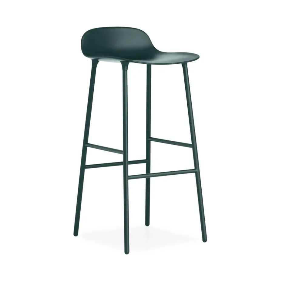 Tabouret de bar Form haut, green, pieds en acier laqué vert