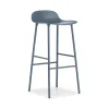 Tabouret de bar Form haut, blue, pieds en acier laqué bleu