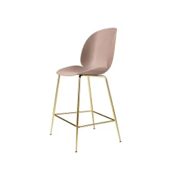 Tabouret de bar Gubi 3D bas, sweet pink, structure en laiton
