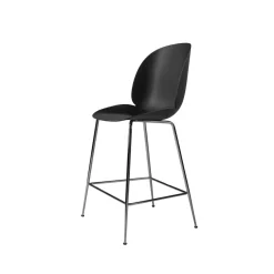 Tabouret de bar Gubi 3D bas, black, structure en acier chromé noir