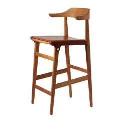 Tabouret de bar Hedda, Chêne-pure-cuir de Tärnsjö cognac