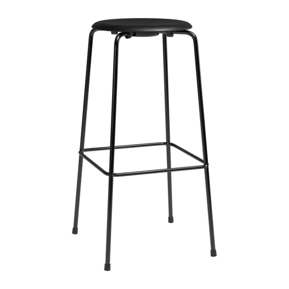 Tabouret de bar High Dot, Intense cuir noir-acier noir