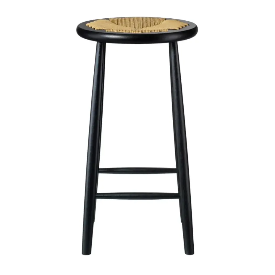Tabouret de bar J165B Counter Round, Oak black painted-nature