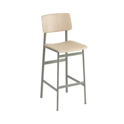Tabouret de bar Loft, Oak-haut-structure en acier dusty green