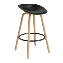 Tabouret de bar Mat Barstool habillé sur le devant 75 cm, Ultra 41599-seaweed-beech-black steel