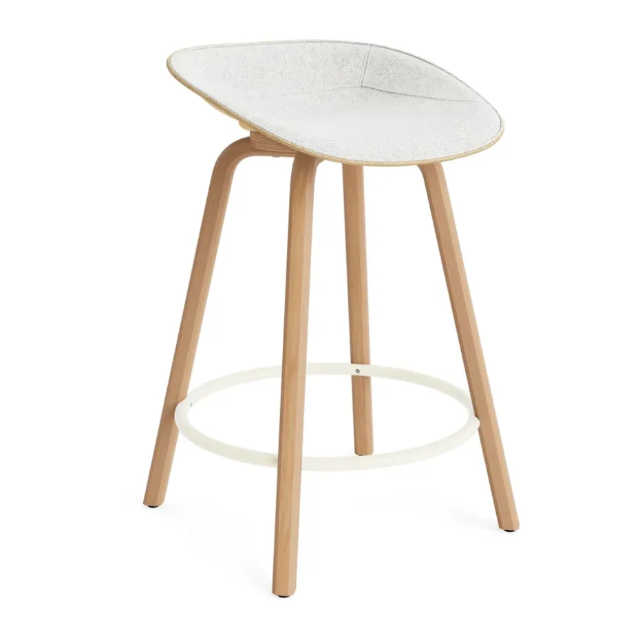 Tabouret de bar Mat Barstool habillé sur le devant 65 cm, Hallingdal 110-hemp-beech-cream steel