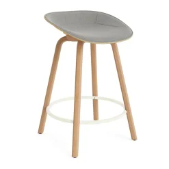 Tabouret de bar Mat Barstool habillé sur le devant 65 cm, Remix 133-hemp-beech-cream steel