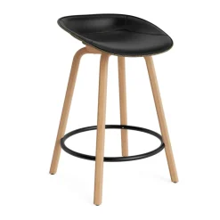 Tabouret de bar Mat Barstool habillé sur le devant 65 cm, Ultra 41599-seaweed-beech-black steel