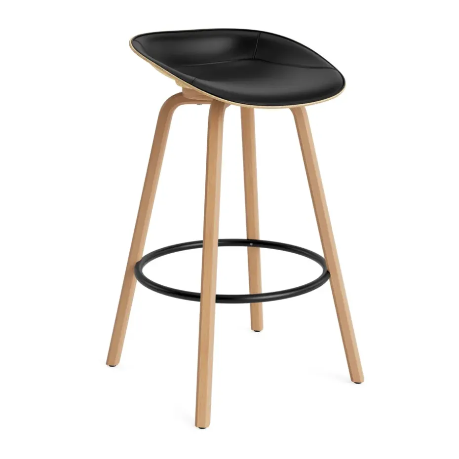 Tabouret de bar Mat Barstool habillé sur le devant 75 cm, Ultra 41599-hemp-beech-black steel
