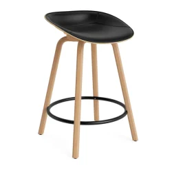 Tabouret de bar Mat Barstool habillé sur le devant 65 cm, Ultra 41599-hemp-beech-black steel
