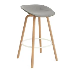 Tabouret de bar Mat Barstool habillé sur le devant 75 cm, Remix 133-seaweed-beech-cream steel