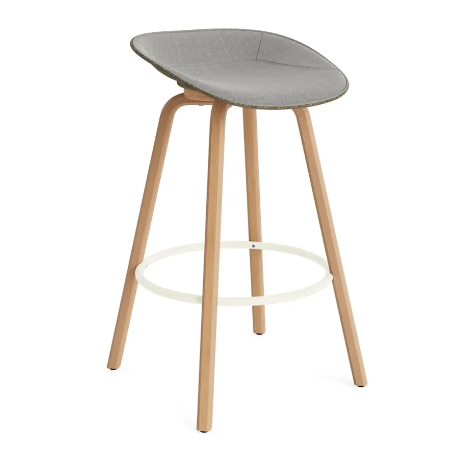 Tabouret de bar Mat Barstool habillé sur le devant 75 cm, Remix 133-seaweed-beech-cream steel