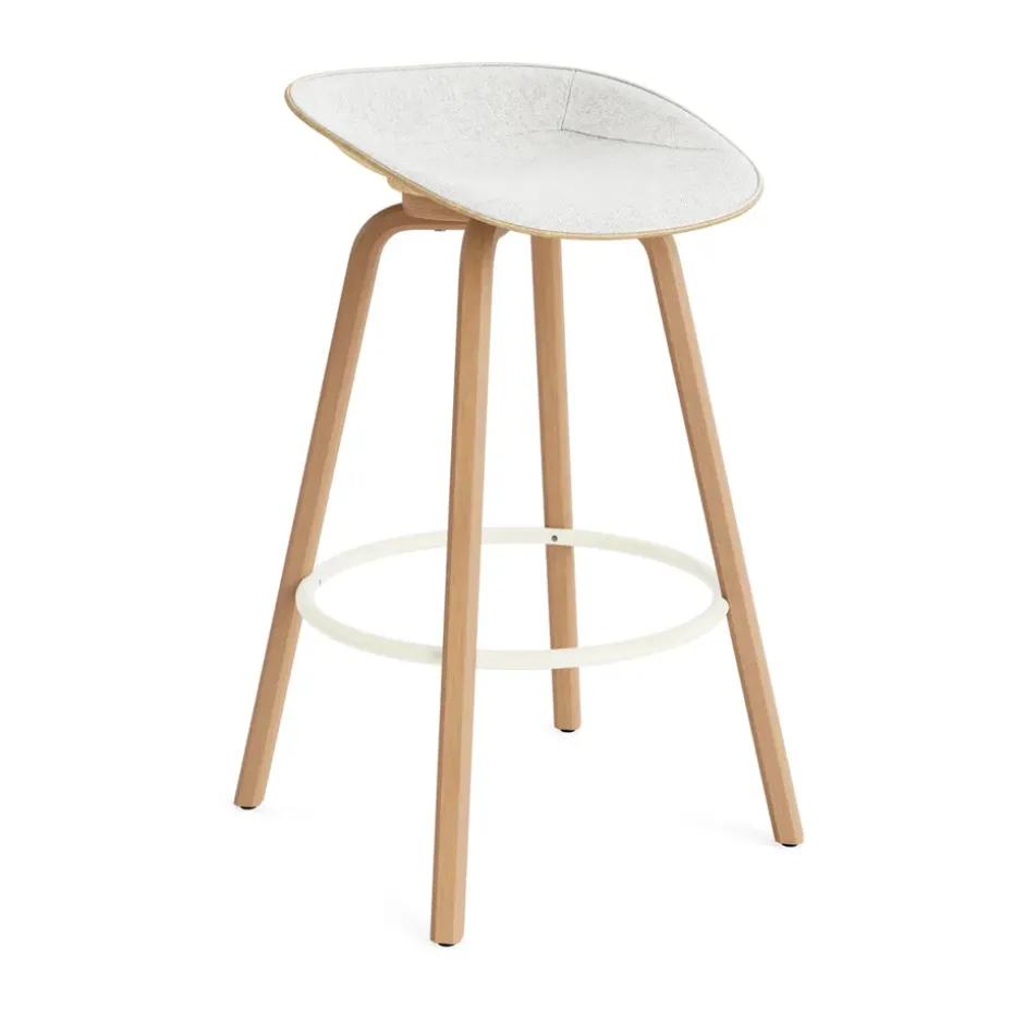 Tabouret de bar Mat Barstool habillé sur le devant 75 cm, Hallingdal 110-hemp-beech-cream steel