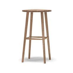 Tabouret de bar Miss Button, chêne huilé naturel, haut
