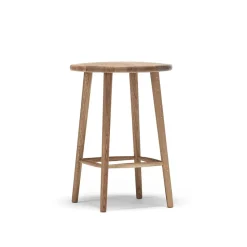 Tabouret de bar Miss Button, chêne huilé naturel, moyen