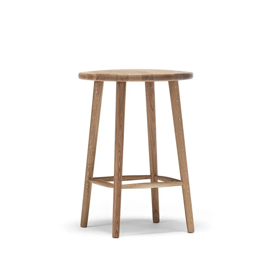 Tabouret de bar Miss Button, chêne huilé naturel, moyen