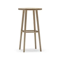Tabouret de bar Miss Button, chêne huilé blanc, haut