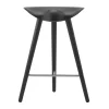 Tabouret de bar ML42 69 cm, Hêtre teinté noir-acier