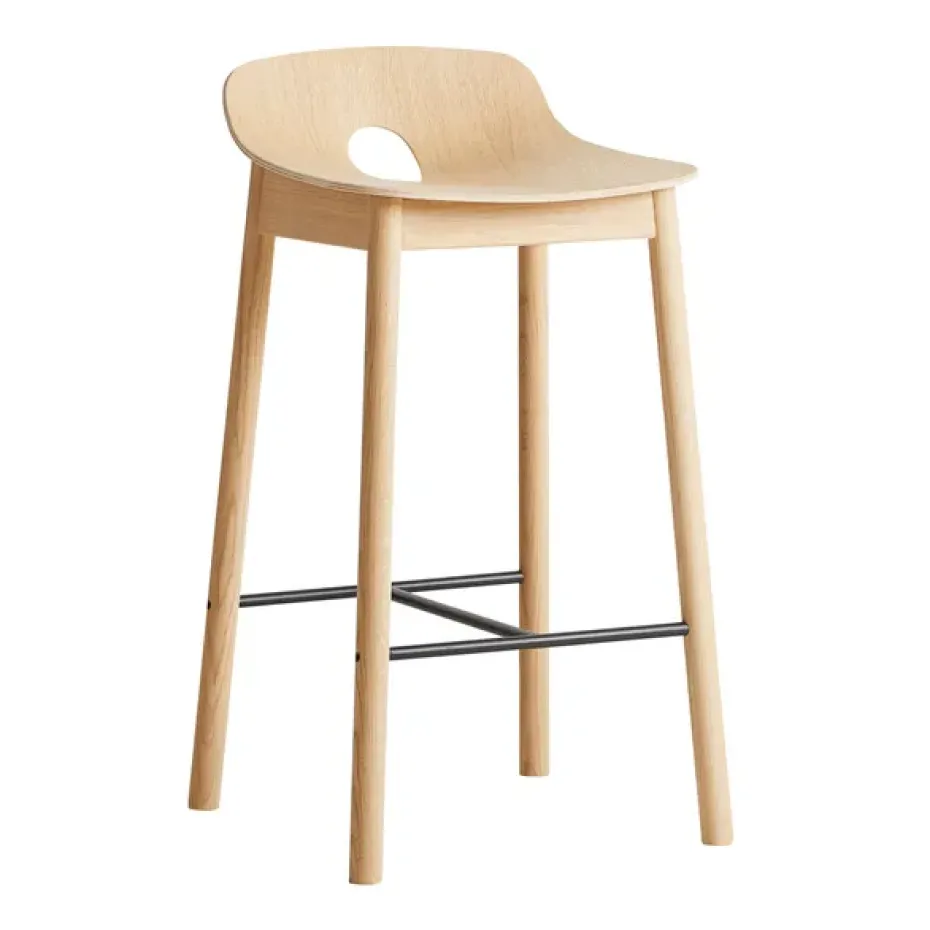 Tabouret de bar Mono 65 cm, Chêne pigmenté blanc