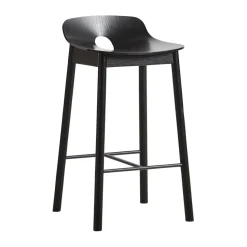 Tabouret de bar Mono 65 cm, Chêne peint en noir