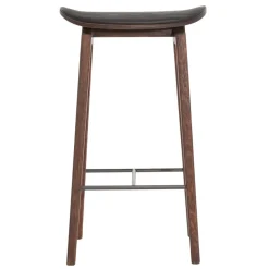 Tabouret de bar NY11 assise cuir Dark Smoked Oak 65 cm, Spectrum black