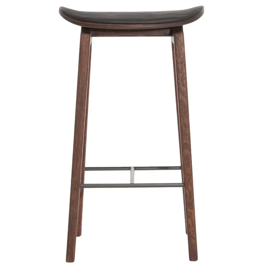 Tabouret de bar NY11 assise cuir Dark Smoked Oak 65 cm, Spectrum black