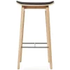 Tabouret de bar NY11 assise cuir chêne 65 cm, Ultra black