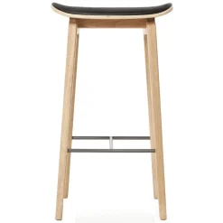 Tabouret de bar NY11 assise cuir chêne 65 cm, Ultra black