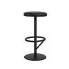 Tabouret de bar Orbit bas, noir mat, cuir noir
